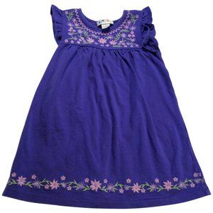 Purple Sleeveless Dress w/ Floral Embroidery
